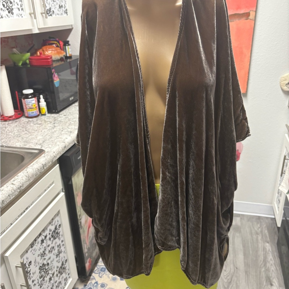 Cut Loose Caramel Brown Velvet Open Layering Top One Size